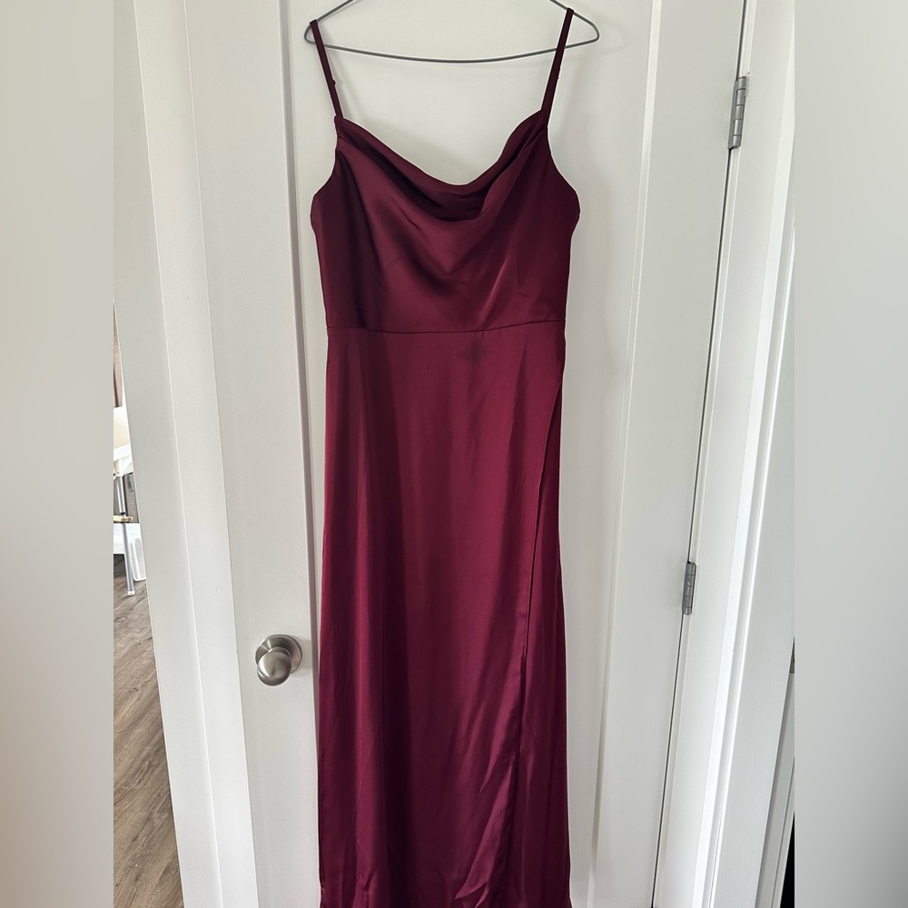 Azazie Naomie Satin Maxi Dress - Cabernet